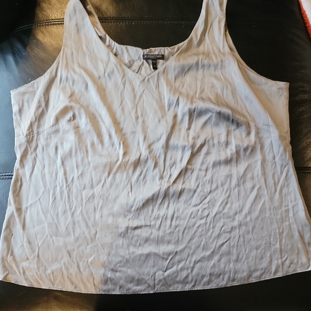 Eileen Fisher Womens Dove Gray Silk Blend Sleeveless Top 2X